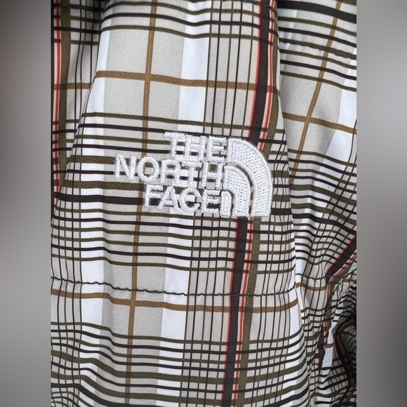 B15.28 The North Face Plaid Puffer Jacket Brown/Tan Women’s Small - Picture 5 of 8